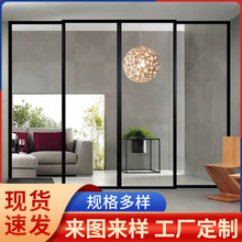 定制4416极窄铝框料移门 极简屏风隔断玻璃门 推拉吊轨铝型材