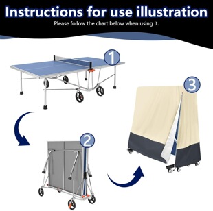 Table Tennis Table Sun Cover,Outdoor & Indoor Waterproof Sun Protection Heavy Duty Folding Table Tennis Table Dust Protector