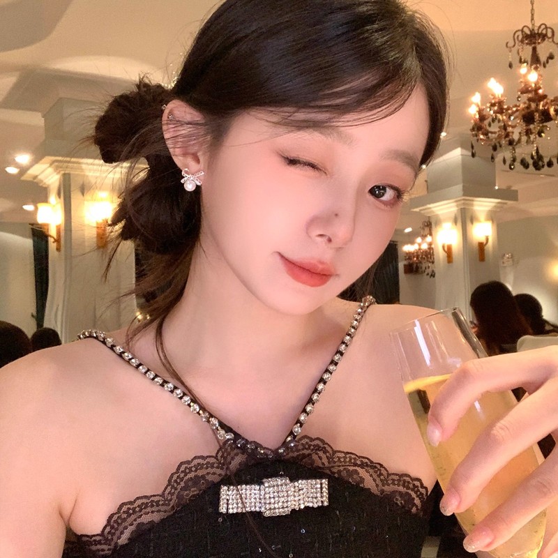 法式千金蕾丝蝴蝶结珍珠耳钉女轻奢高级感气质耳环独特设计耳饰|undefined