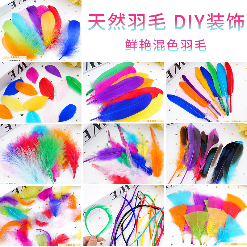 厂家供应天然彩色鲜艳羽毛DIY工艺品装饰羽毛服饰配件波波球装饰