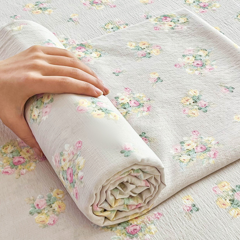 Sábanas de gasa de doble capa de una sola pieza nueva, sábana para dormir desnuda, juego de tres piezas, cama doble de celebridades de Internet, cama kang, sin correr, sin resbalar