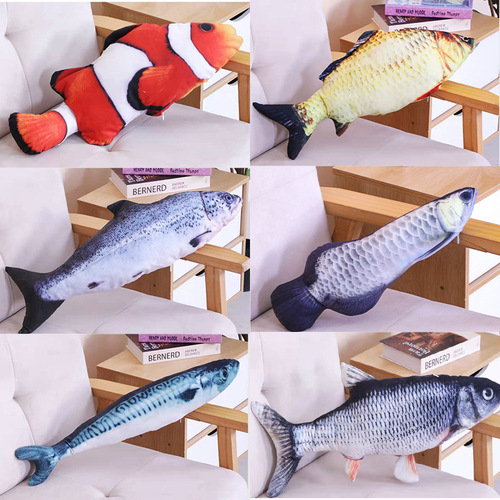 Creative simulation fish cat bite toy doll plush toy catnip fish molar teething cat stick cat toy