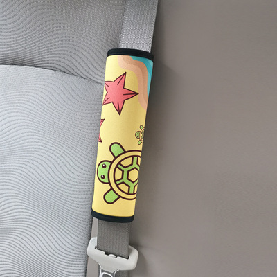 潜水料卡通印花防拉伤汽车安全带护肩带保护套魔术贴安全带肩垫套|ms