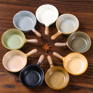 Commercial Ceramic Seasoning Dish Japanese Stoneware Dip Dish with Handle Soy Sauce Vinegar Dish Creative Pepper Dish Mustard Dish
