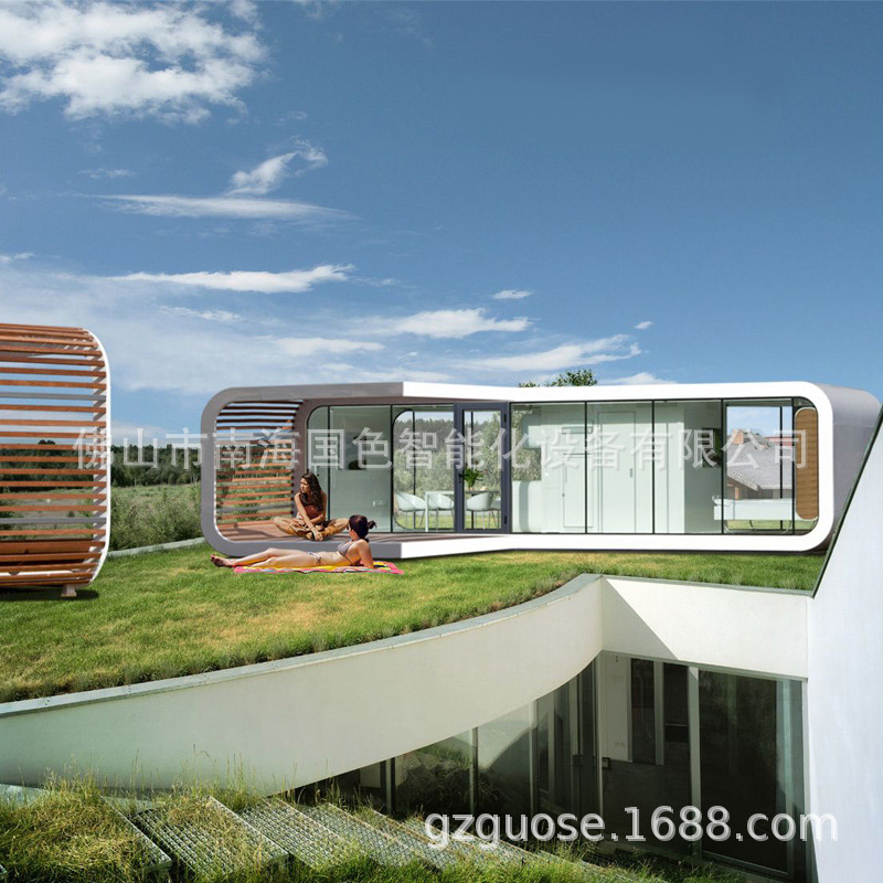 Mini villa de cabina de Apple móvil, casa de contenedores de celebridades de Internet, cápsula espacial, fabricante de sala de exposición de hotel móvil