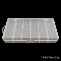 Transparent lure box accessory with six compartments, medium size, 17.5*9.5*3cm, made of PVC plastic