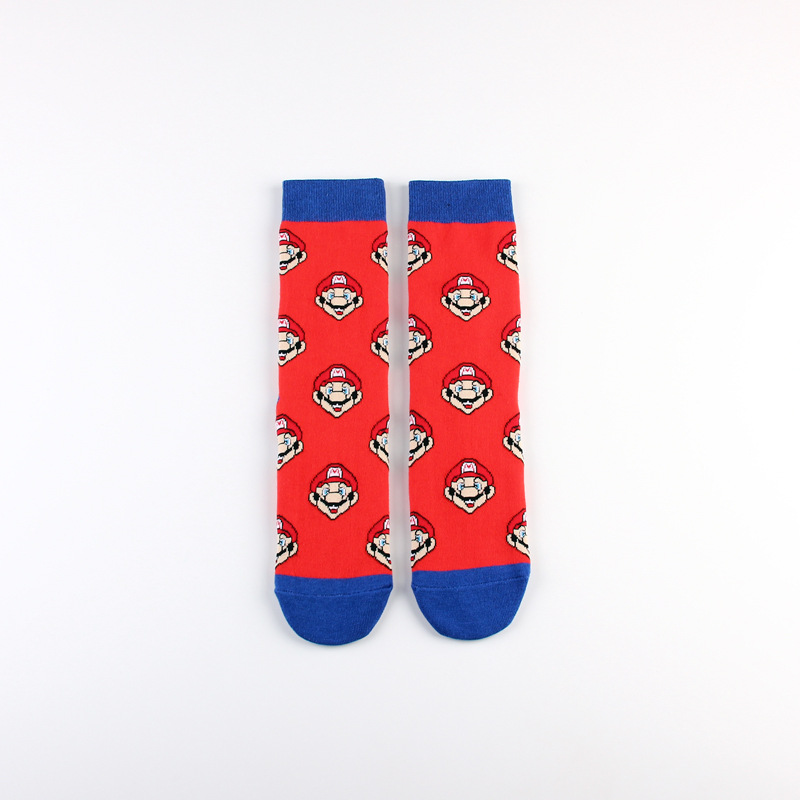 Dibujos animados juego de dibujos animados Mario Mary casual deportes jacquard pareja de algodón de mujer calcetines de media pantorrilla calcetines de moda de hombre medias