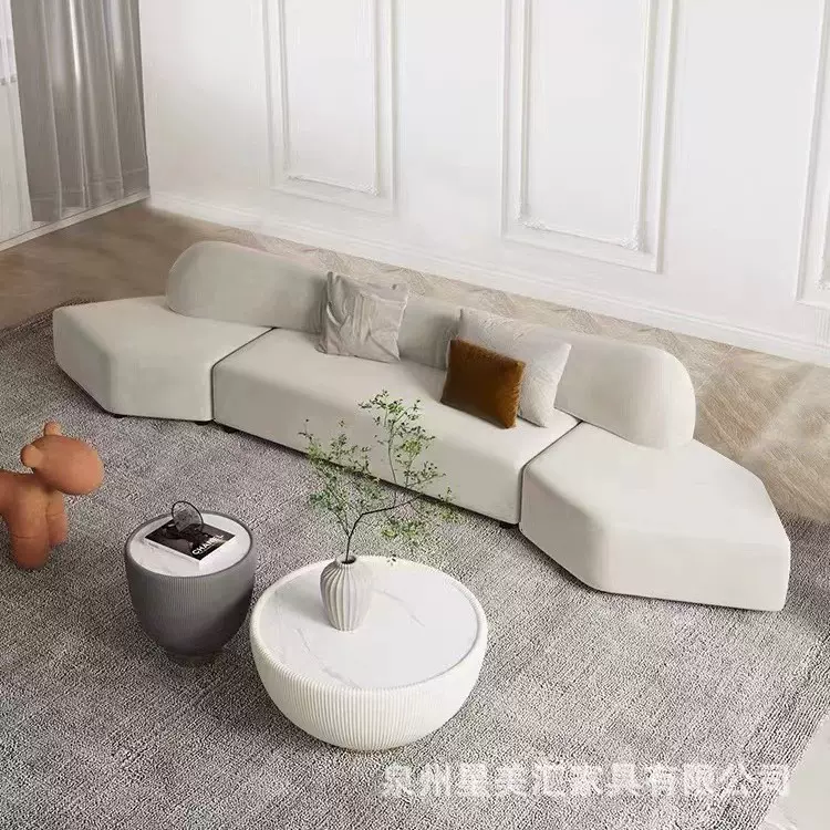 意式极简岩石沙发小户型客厅异形模块设计师高端棉麻布艺沙发组合