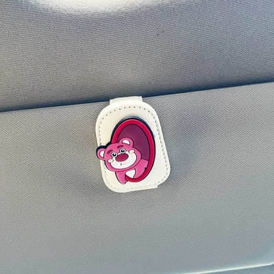 Car Glasses Clip/Bill Clip Crayon Shin-Chan Car Sun - traveling-through-strawberry-bear-head-beige-glasses-clip