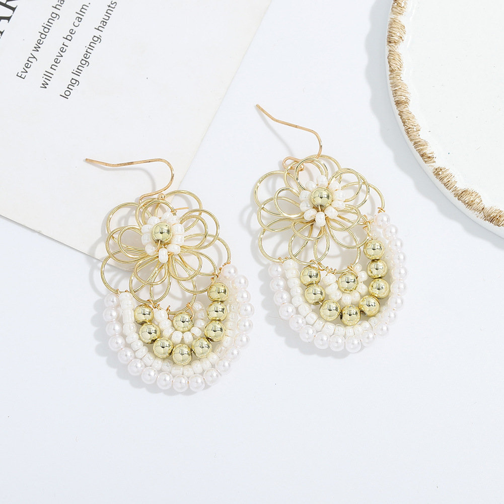 Bohemian Fashion Hand-woven Flower Earrings display picture 9