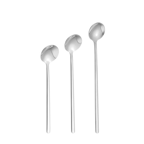 Stainless steel small round spoon coffee spoon dessert spoon mug spoon spoon long handle mixing spoon honey bird's nest spoon