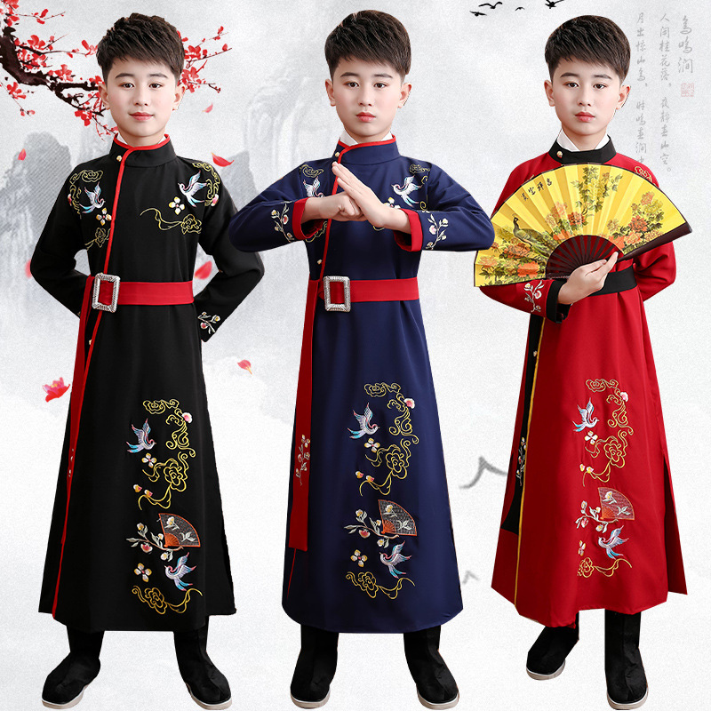 Boy hanfu spring model of wind restoring ancient ways Chinese children outfit boy warrior swordsman cosplay hanfu costume kids clothing 
