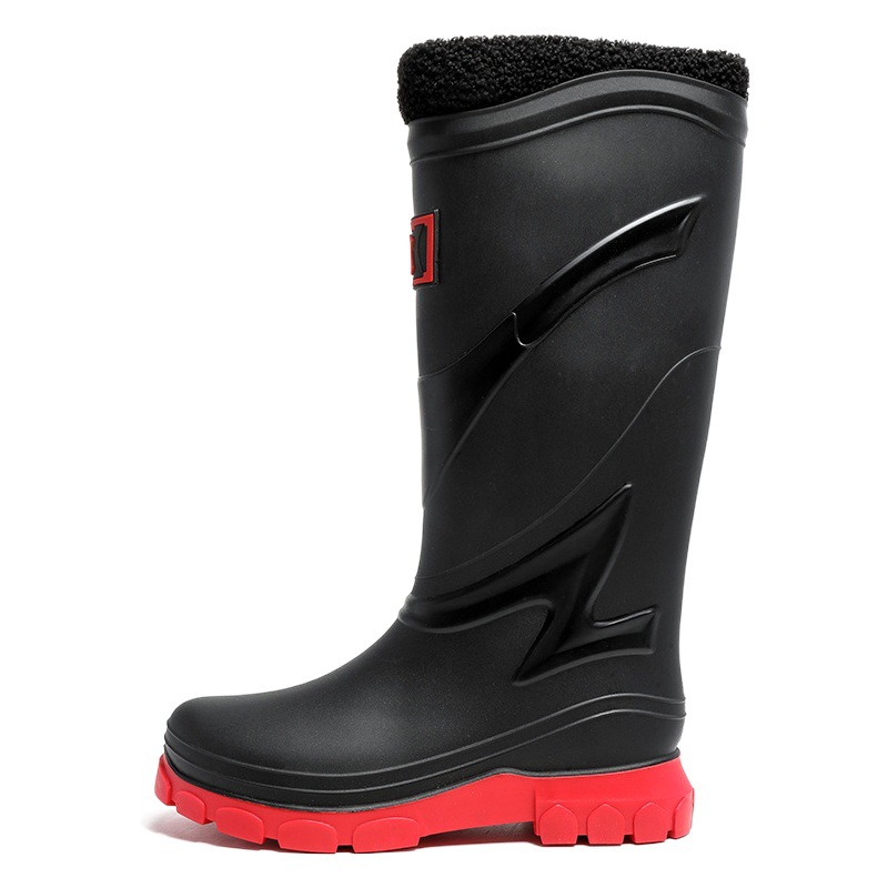 Moda Botas de lluvia de moda para hombres Botas de lluvia antideslizantes impermeables algodón cálido fondo grueso resistente al desgaste zapatos de agua pesca lavado de coches zapatos de goma