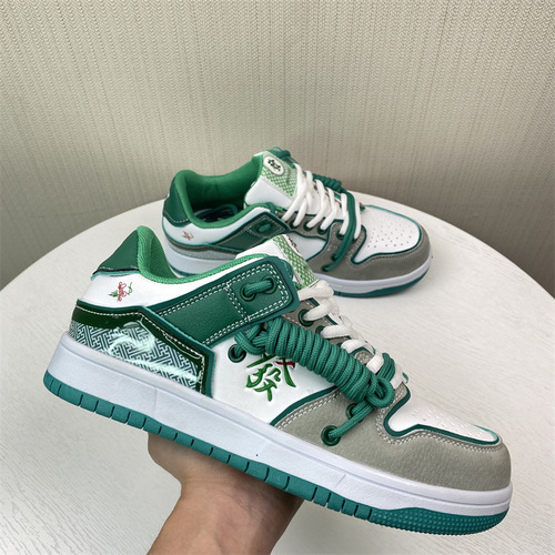  Summer New Original Board Shoes for Women with Mahjong Elements, Wealthy Breathable Color-Matched Dual Strap Casual Shoes for Men