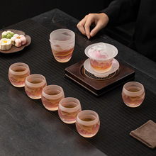 江山如画水晶磨砂琉璃茶具套装家用高档轻奢功夫茶具礼盒装送礼