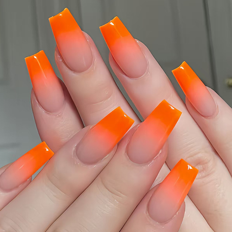 Cross-Border Best-Selling Orange Gradient Fake Nails, Elegant and Brightening, Fresh Orange Nails, 24 Pieces, Sweet Style Cross-Border Best-Selling Orange Gradient Fake Nails, Elegant and Brightening, Fresh Orange Nails, 24 Pieces, Sweet Style