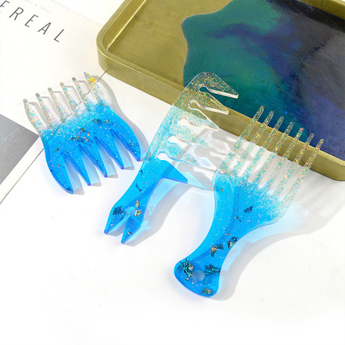 Floral DIY crystal glue comb mold shape fork comb texture comb African oil hair comb silicone mold