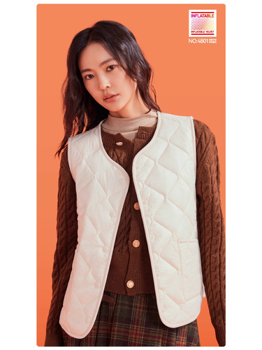 Winter and Autumn Inflatable Fleece Quilted Light Warm Wool Vests for Men and Women, Unisex Windproof and Waterproof Outerwear, Warm and Comfortable Casual and Versatile