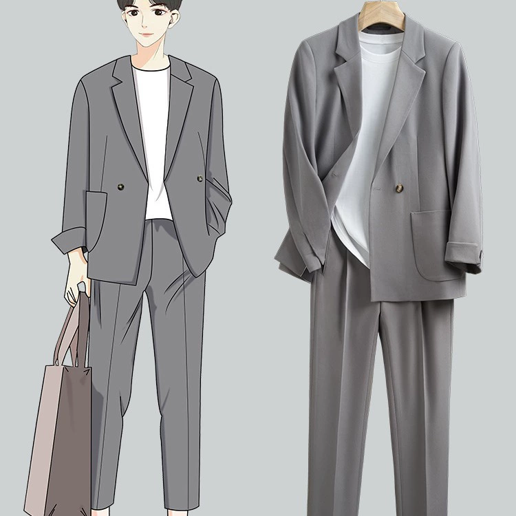 Мужской Свободный Повседневный костюм с подвеской в японском стиле, красивый манекен в Корейском стиле, модный легкий пиджак для взрослых на весну и осень, маленький пиджак для мужчин