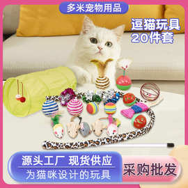 宠物猫玩具亚马逊组合套装猫隧道毛绒老鼠猫咪玩具20件套跨境供应