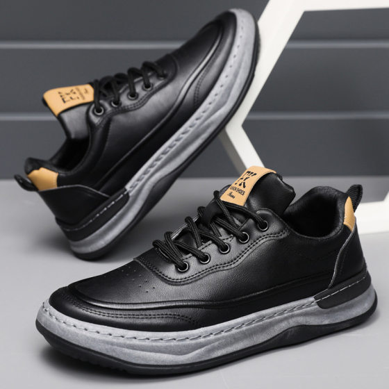 Fashionable versatile casual shoes Fashionable breathable board shoes Men's casual leather shoes New men's shoes White shoes Sports shoes