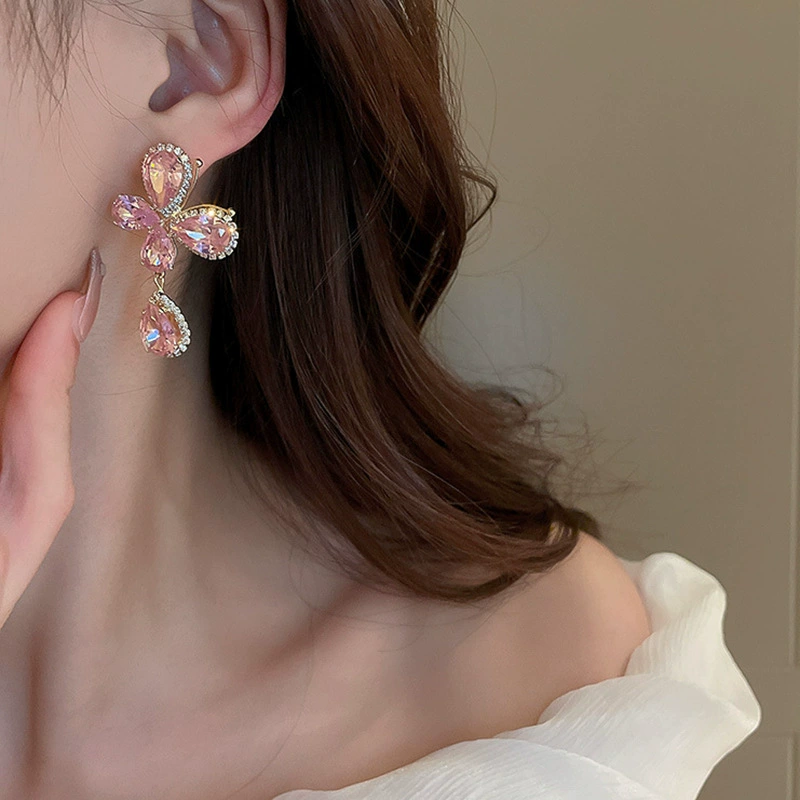 Серебряная игла, модные милые серьги, цветы