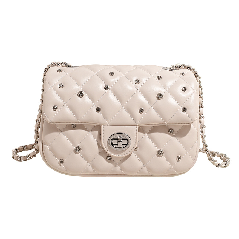 Bolso cuadrado pequeño de cadena de rombos de fragancia transfronteriza para mujer 2025 nuevo bolso de hombro de estilo occidental de todo fósforo bolso de mensajero de moda de moda