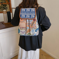 新しい刺繍ジャカード布のリュックサックの民族風と口を抜く象のリュックサックのファッションデザインの軽いショルダーバッグ