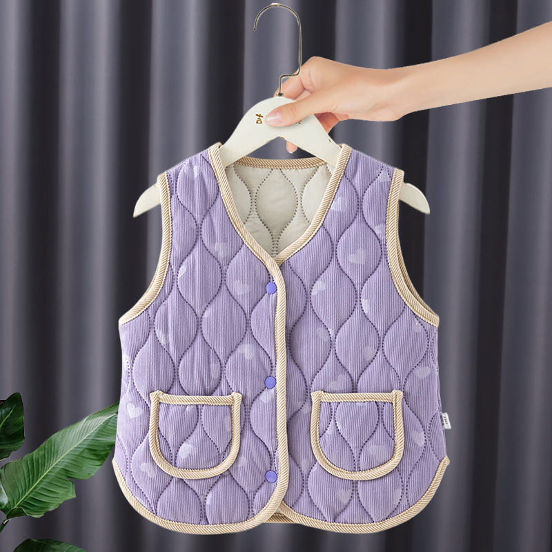 Chaleco de primavera y otoño para bebés, chaleco de calor a prueba de viento para mujeres, estilo extranjero y veludo, espeso nuevo hombro de algodón para niños