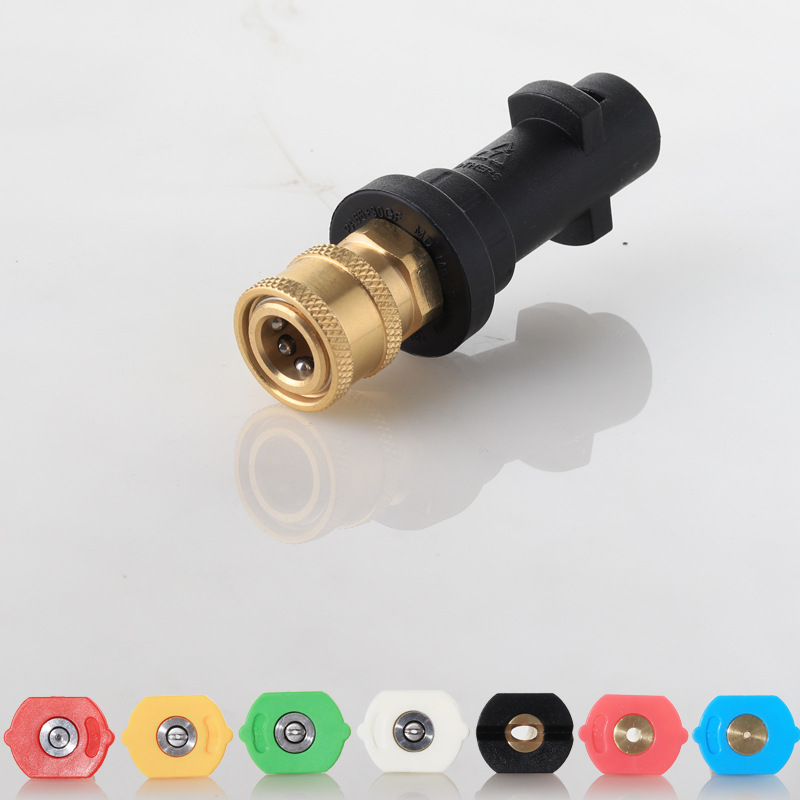 En stock Kahe Kichi K2-k7 lavadora de coches pistola de agua de espuma olla conector de conversión 1/4 conexión rápida de alta presión boquilla de cinco colores