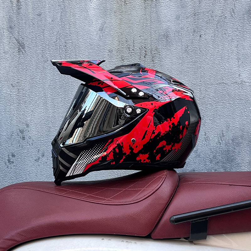 Casco de campo traviesa Casco de carreras de motos Casco de carretera Casco de doble propósito para hombres y mujeres Casco de tracción de cuatro estaciones Casco completo Orz