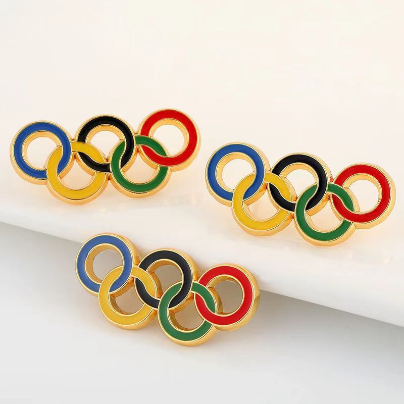 五环胸针国旗五环金属徽章体育奥林匹克运动服纪念别针