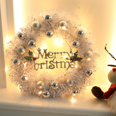 2024 New Christmas wreath, internet famous white Korean style 30cm simulated rattan wreath door hanging Christmas decoration