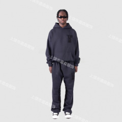 2025年トレンドブランドBASIC PANTS STONE GREYフード付きスウェットシャツメンズ万能カジュアルトップスーツ