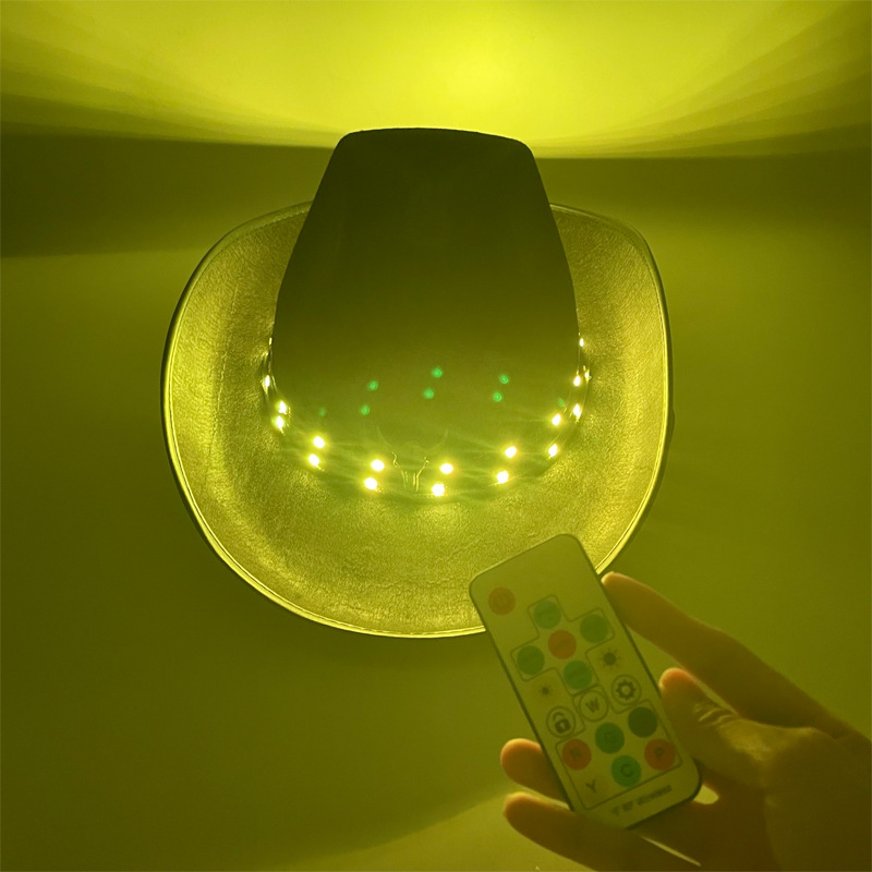 Amazon fiesta de Halloween LED sombrero de vaquero tibetano nacional cabeza de toro rizado control remoto sombrero luminoso colorido