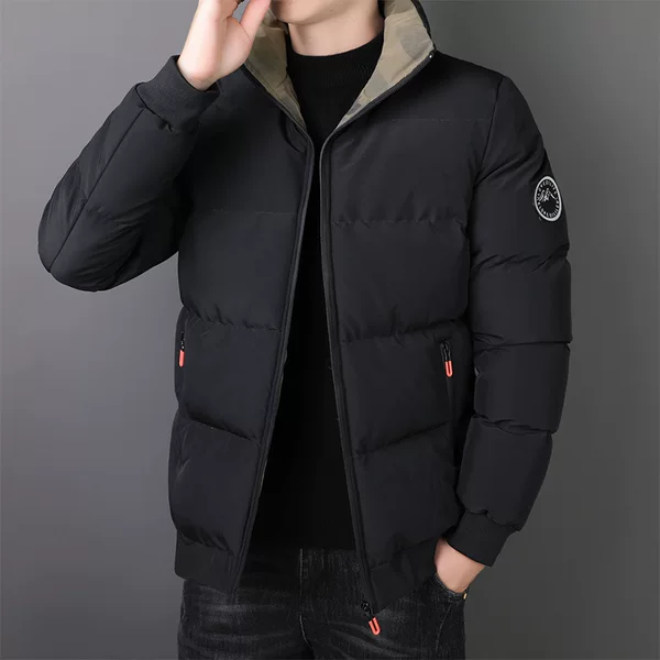 New style stand-up collar cotton jacket for men, solid color cotton coat, men's autumn and winter outerwear, casual cotton clothing, trendy brand puffer jacket, cross-border export
