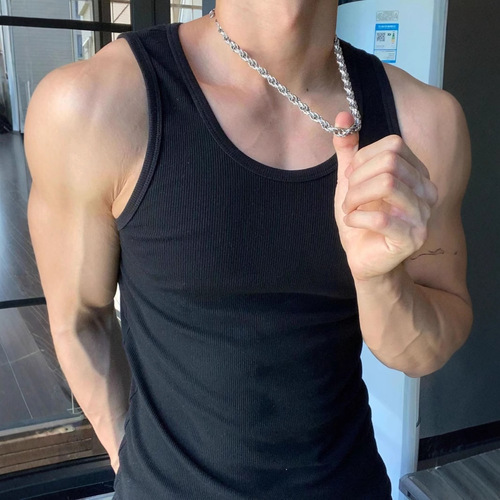 American-style weighted ribbed tight training sports muscle-displaying fitness base jacket for men sleeveless summer