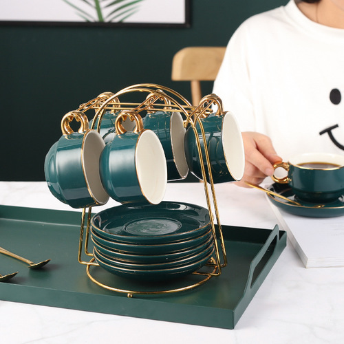Simple coffee cup and saucer rack Home storage rack red wine cup storage rack European style creative coffee cup and saucer rack