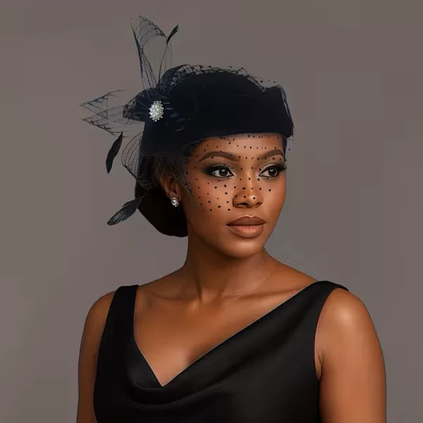 Vintage fashion flight attendant women's felt woolen appliqué beret, woolen flight attendant hat, pillbox hat, headwear accessory