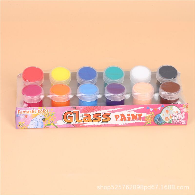Glass pigment brush, 12 colors