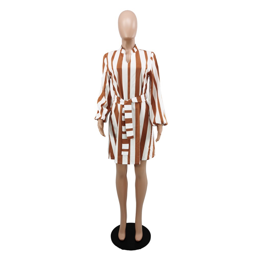 Women Popular Striped Short Dress Casual Women Dress