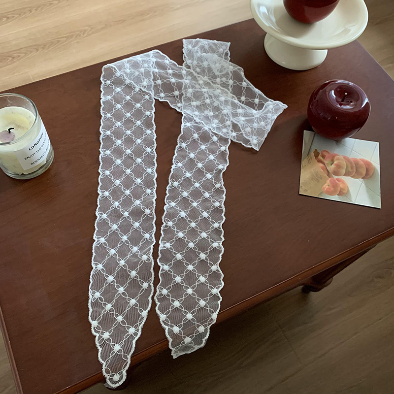 Pañuelo de seda, pañuelo de alta calidad, diadema pastoral femenina de verano, babero francés, bufanda femenina, bufanda de encaje, cinturón de cintura