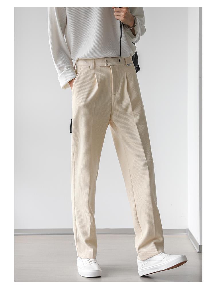 1 Men's Casual Spring And Autumn Loose Regular Wide-Leg Pants Japanese Style Simple Solid Color Versatile Straight_voghion.com