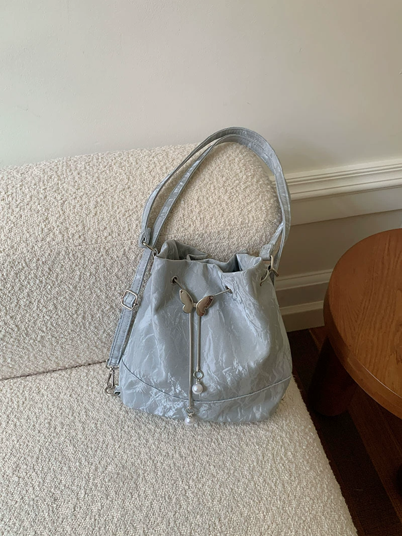 One-shoulder mint backpack shoulder bag, 24×22×10.5 cm, drawstring & magnetic closure