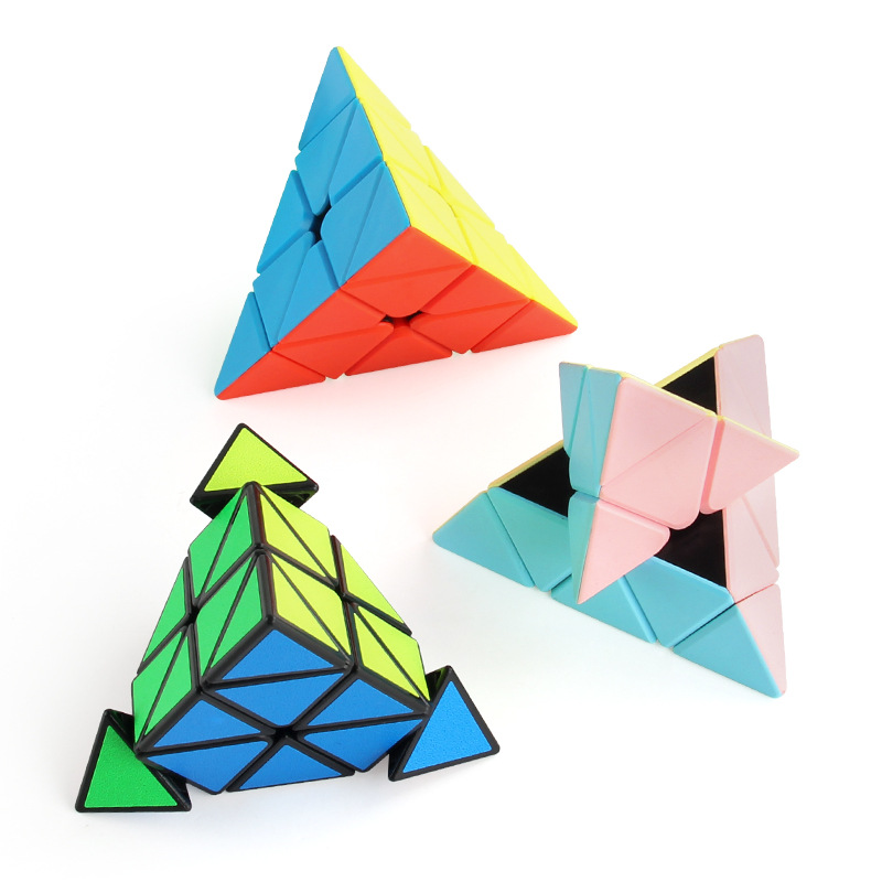 Nuevo fondo negro sólido educativo pegatinas de tercer orden pirámide cubo giratorio suave en forma de cubo juguete Amazon