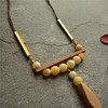 Retro ethnic wooden pendant, necklace, sweater, ethnic style, Korean style, simple and elegant design