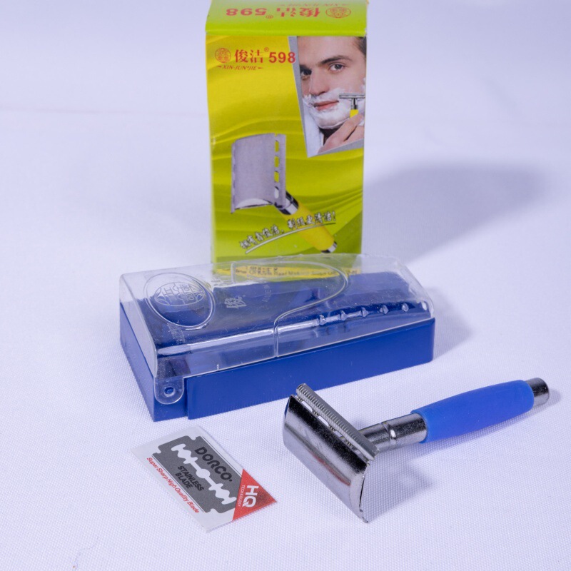 Boxed Manual Razor for Shaving Face and Hair, Double-Sided Razor for Men, Razor Holder Shaving Set, Vintage Style Blades
