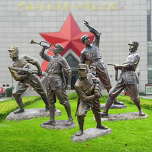 户外玻璃钢红军雕塑八路军抗战主题革命纪念馆仿铜人物新四军雕像