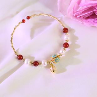 Natural Freshwater Pearl Agate Bracelet, Peace and Joy Bracelet, Fashionable High-End National Style New Chinese Style Bracelet Delivery