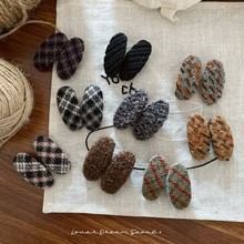 韩国ins秋冬新款小香风格子布艺鸭嘴夹发夹 时尚刘海夹侧边夹发饰